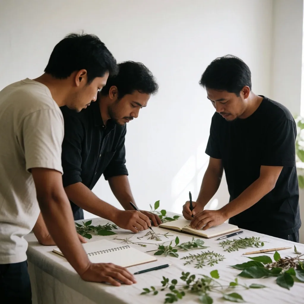 Team collaborating around a work table