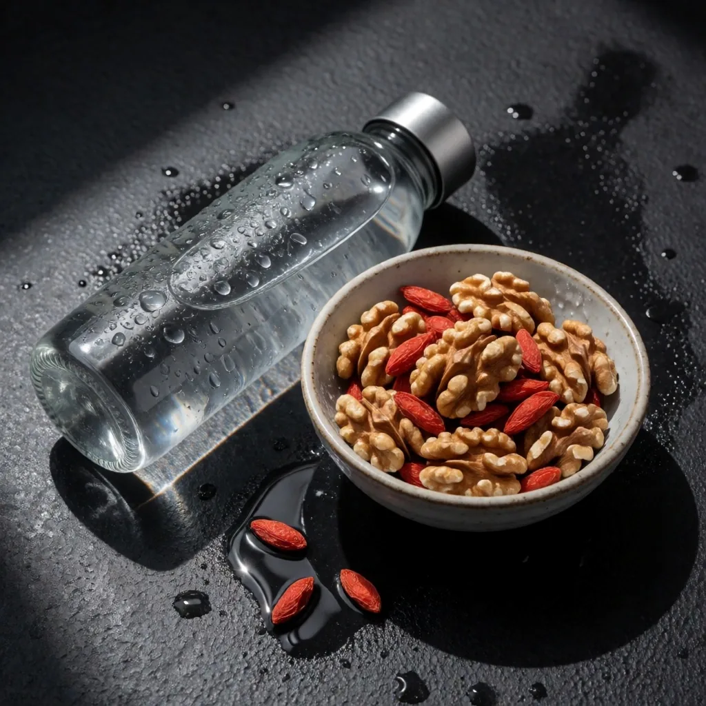 Post-workout recovery nutrition on concrete surface