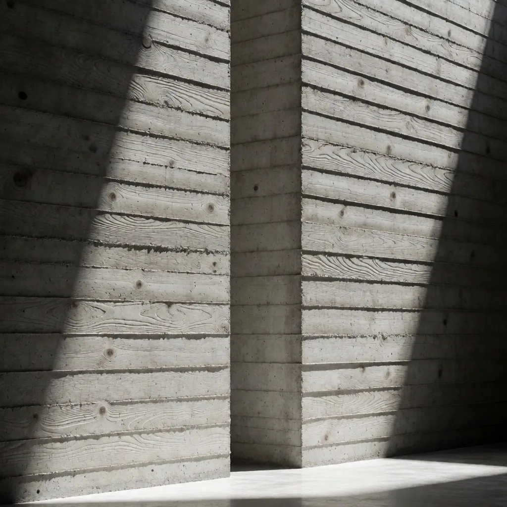 Textured concrete wall showing industrial manufacturing precision
